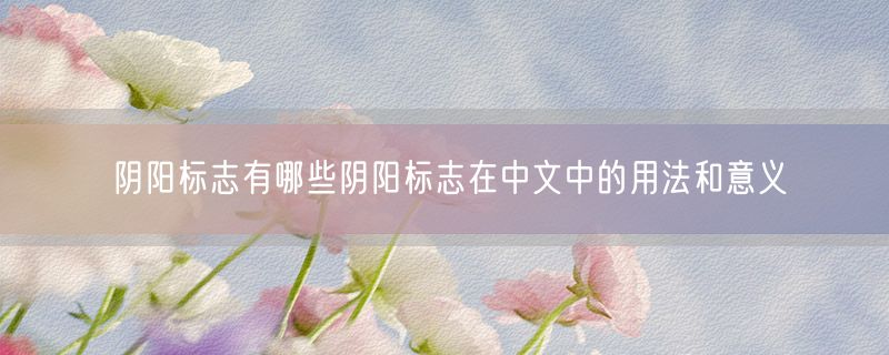 阴阳标志有哪些阴阳标志在中文中的用法和意义