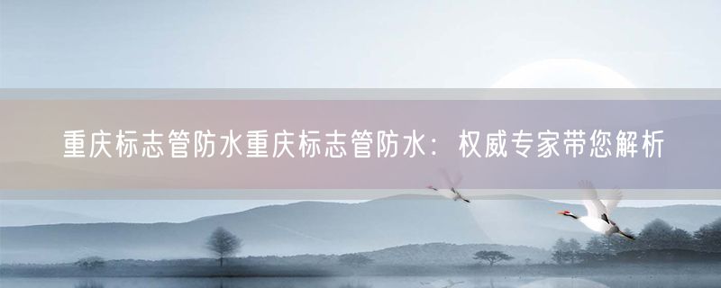 重庆标志管防水重庆标志管防水：权威专家带您解析